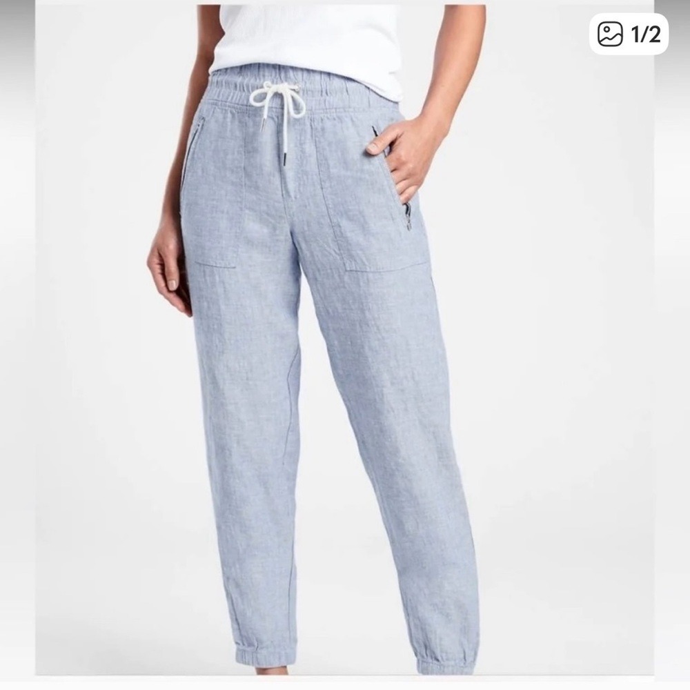 Athleta Cabo 100% Linen Chambray Jogger. Size 14.‎